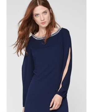 Rochie șifonată cu guler decorativ